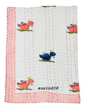 New Floral Hand Block Print Baby Quilt With 100 Cotton Filled Cotton Coverlet