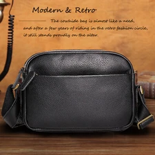 Men’s Leather Crossbody Bag Small Shoulder Messenger Bag