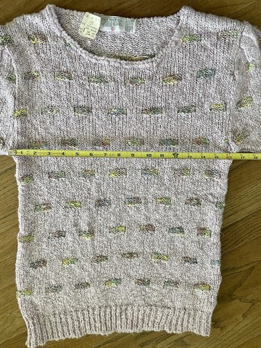 Maglione NOS vintage anni 80 90 Deadstock May Co pastello lavanda lurex maglia manica a sbuffo - Foto 10 di 10