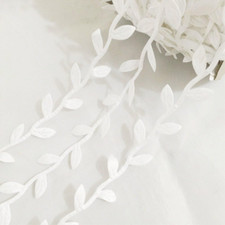 10 Yards Leaf Ribbon, White