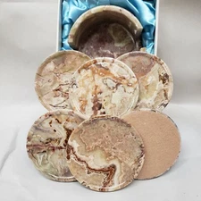 Marbel Coaster Set of 8 Pcs Paua Shell Precious Random Inlay Art Handmade Decor 