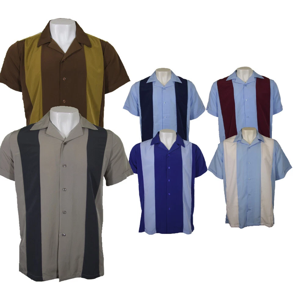 Camisa social masculina casual boliche Maximos retrô clássica dois tons Charlie Sheen