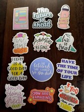STICKERS x 12 Positive Inspiration Affirmation Believe Strong Amazing 23Z3