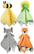 Baby Security Blanket Super Soft Minky Dot Fabric Lovely Animal Pattern 14Inch