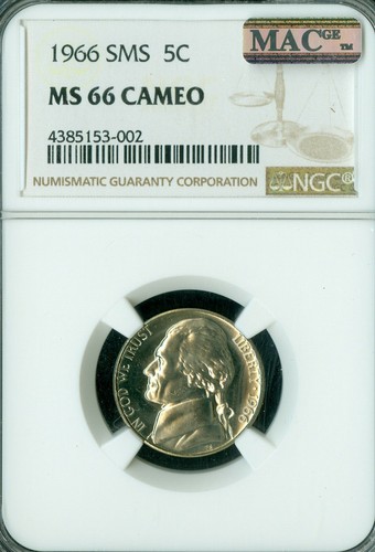 1966 JEFFERSON NICKEL NGC MS66 SMS PQ CAMEO MAC SPOTLESS .
