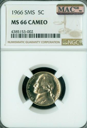 1966 JEFFERSON NICKEL NGC MS66 SMS PQ CAMEO MAC SPOTLESS * - Picture 1 of 2