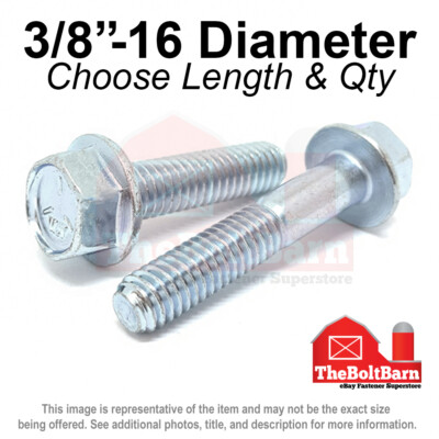 3/8''-16 Grade 5 Hex Flange Screws Frame Bolts COARSE Zinc (Pick Length & Qty)
