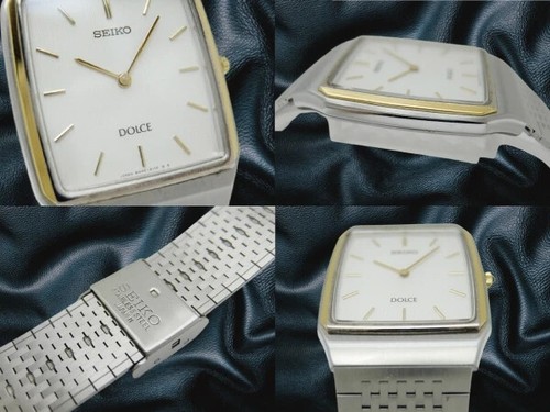 Seiko Dolce 8N40-5080 GF/SS Square Combi Stripe Dial 1982s Quartz 27mm Unisex - Picture 5 of 6