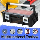 Portable Tool Box Garage Storage Organizer Lockable Toolbox Sliding Layer Lid