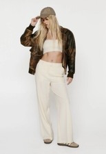 Nasty Gal Tailored Straight Leg Pants Trousers Ivory UK 6