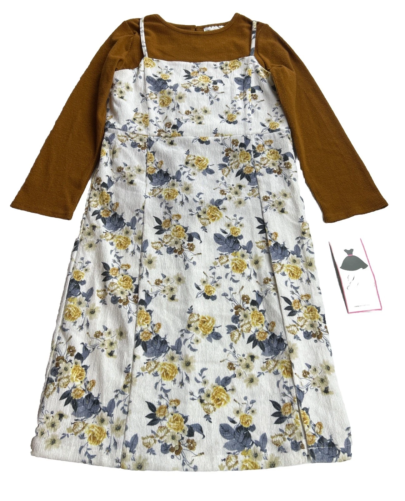 Rare Editions Big Girls Dress Floral Ivory Holiday 2-Piece Dress Size 16 NWT