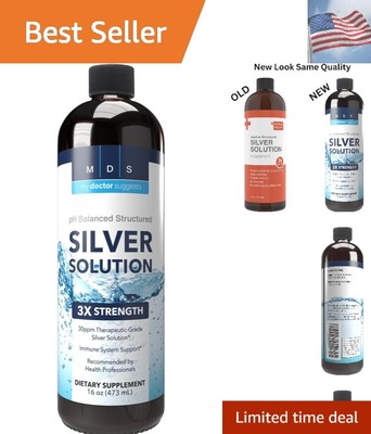 Structured Colloidal Silver Liquid Solution 30ppm Mineral Alkaline pH, Immune...