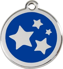 Steel Red Dingo Stars ID Dog Tag Black Purple Blue Green Yellow Orange Red Pink