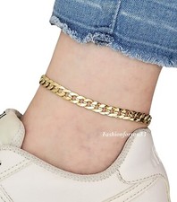 Ankle Bracelet for Women Concave Cuban Chain Anklet 8",9",10",11",12" Small-Plus