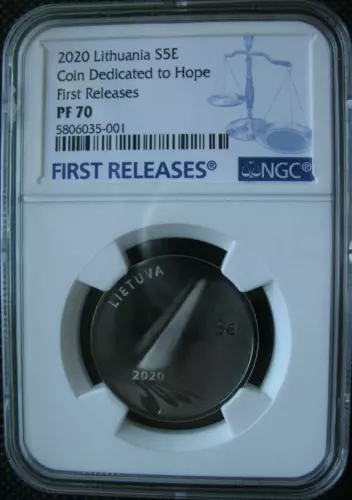 Lithuania 5Euro 2020 Silver Proof Coin Dedicated to Hope NGC PF70 First Releases