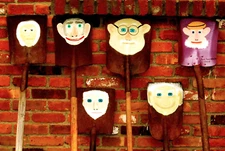 Hard to Find Folk Art Shovel Face Paintings Signed Farm Rustic Americana