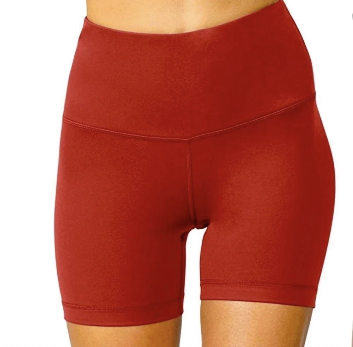 Yogalicious High Waisted Yoga Biker Shorts Red M eBay