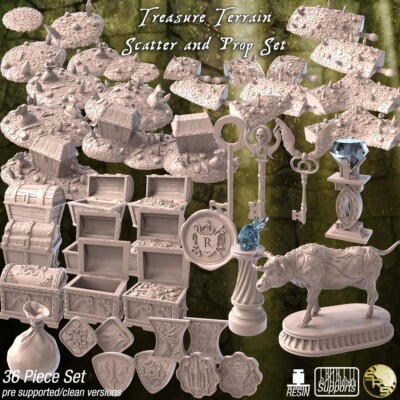 Treasure Terrain Set - 3D Printed Loot & Objective Markers for 28-32mm