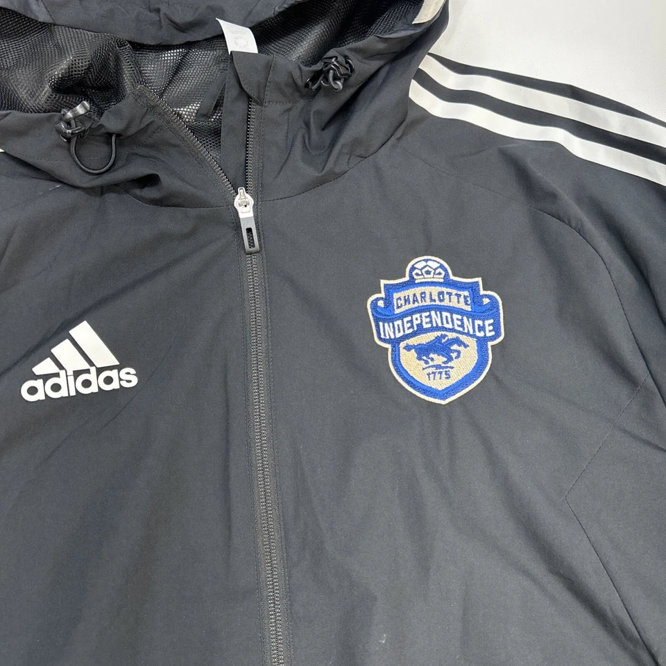 Charlotte Independence Soccer Adidas Windbreaker Jacket Mens M Black Pockets - Image 4 of 4