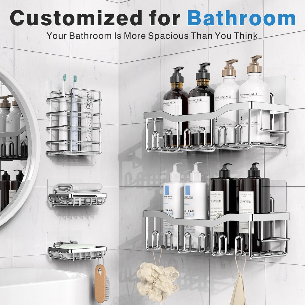 Shower Caddy 5 Pack,Adhesive Shower Organizer for Bathroom Storage&Home Decor...