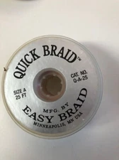 q-a-25 size a 0.025 silver quick braid 25ft desoldering braid  Easy braid