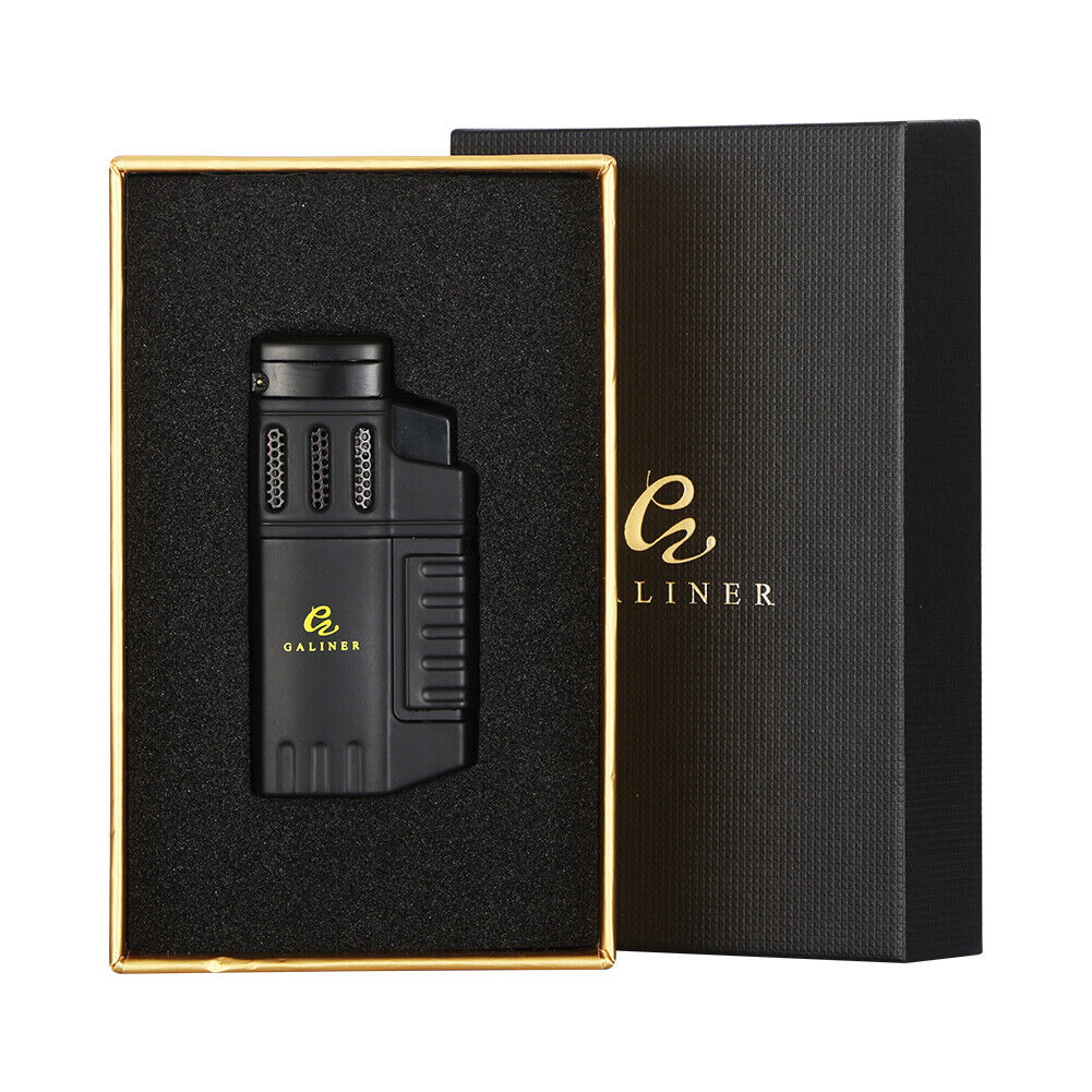 Galiner Cigar Lighter 4 Torch Jet Flame Punch Windproof Fuel Lighter Refillable. Available Now for 13.64
