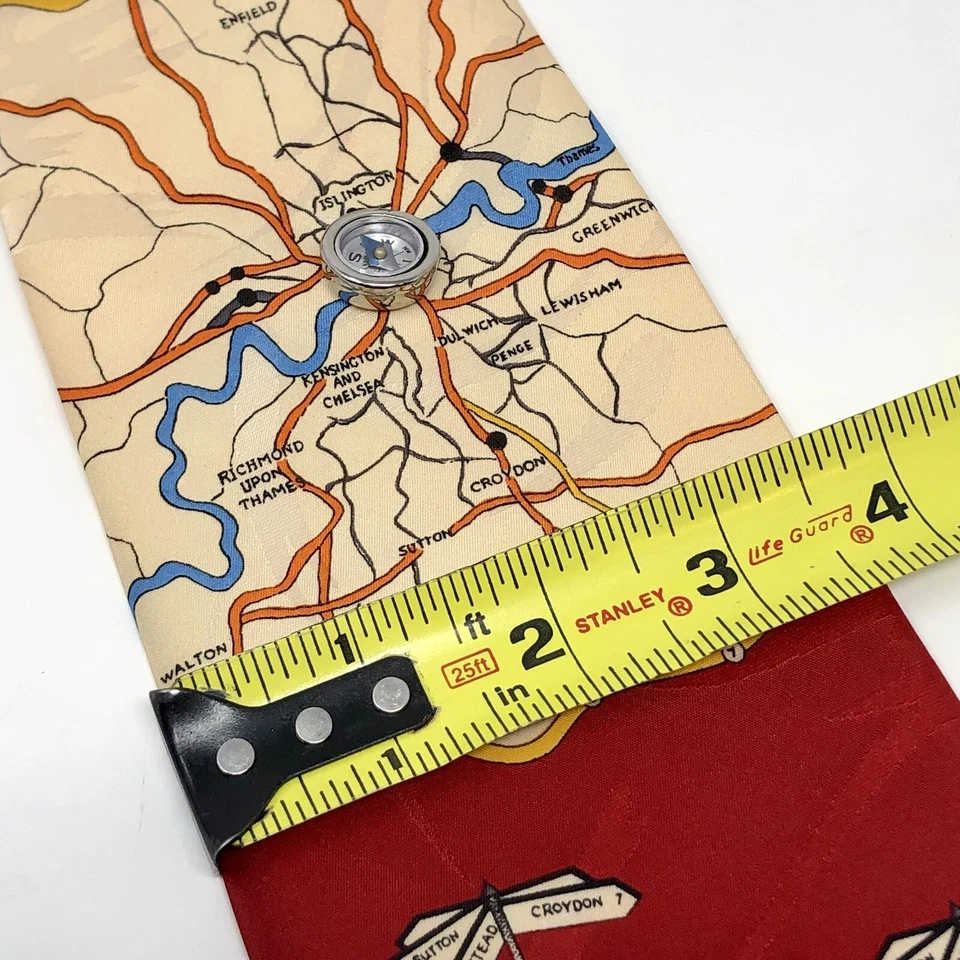 Vicky Davis ¿DE QUÉ MANERA? Corbata de cuello Compass City Of London Map roja novedad para hombre Foto 4 de 4