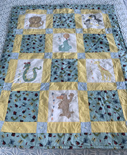 Baby Crib Quilt Cross Stitched Animals Jack Dempsey brand handmade