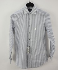 New Alfani Slim Performance Easy Care Dress Shirt Men 14-14.5 32-33 White Stripe