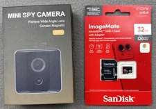 Mini Camera E003 Fisheye Wide Angle Lens 1080P Motion Activated & 32Gb SD NEW