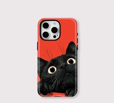 Curious Black Cat iPhone Case Double Layer Tough Protective