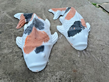 Pair of multi-coloured Koi style fish pond or garden ornaments -seconds
