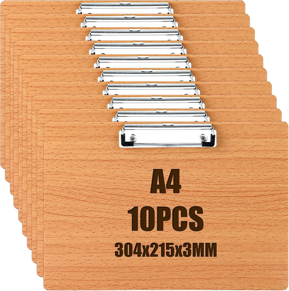 10 StüCk Klemmbrett A4 Horizontal, Schreibbrett Klemmbretter A4 Holz Schreibplat-image