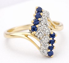 GENUINE BLUE SAPPHIRE  DIAMOND RING 14K YELLOW GOLD -Free Certificate Appraisal