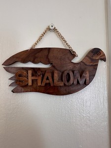 Shalom Carved Wooden Dove Wall Hanging 6” Jewish Decor Lightweight Brown Art
