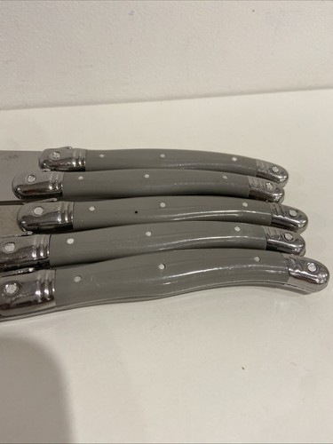 5 X Beige / Grey FRENCH LOU LAGUIOLIE CUTLERY Knives | Used - Picture 3 of 4