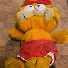Vtg Garfield Daikin Plush Cat Cartoon Strip Workout Headband Red Shorts Training