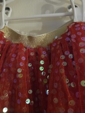 Unbranded Girls Orange Sequin Tutu Skirt With Gold Waistband Size M