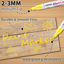 Yellow Permanent Paint Pens Paint Markers - 12 Pack Oil Based Markers, Quick Dry