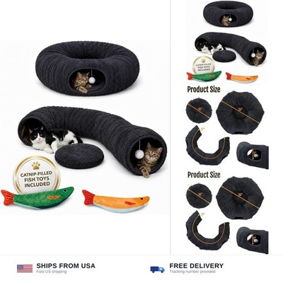 R1M Cat Tunnel Bed for Indoor Cats with Catnip Fish Toys (1000mg Natural Catn...