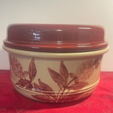 SIC Scuola Italiana Ceramiche Lidded Baking Crock 1970s Italy Cranberry Red RARE