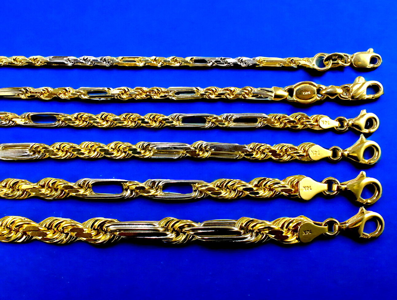 14K Two Tone Gold SOLID Milano Figaro Rope Necklace Bracelet Chain 3-7mm 7"-30"