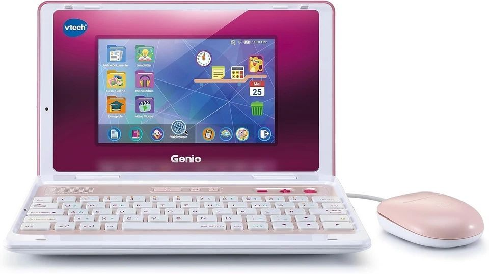 Vtech Genio Lernlaptop XL pink – Lerncomputer mit großen 7"-LCD-Bildschirm