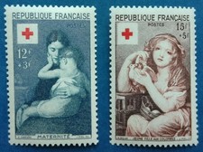France neufs, n°1006 et 1007, paire Croix-rouge, 1954