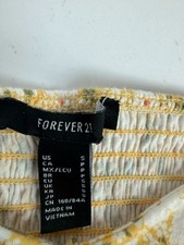 Forever 21 Dress Womens Sleeveless Yellow with White Floral Slip-on Summer Dress