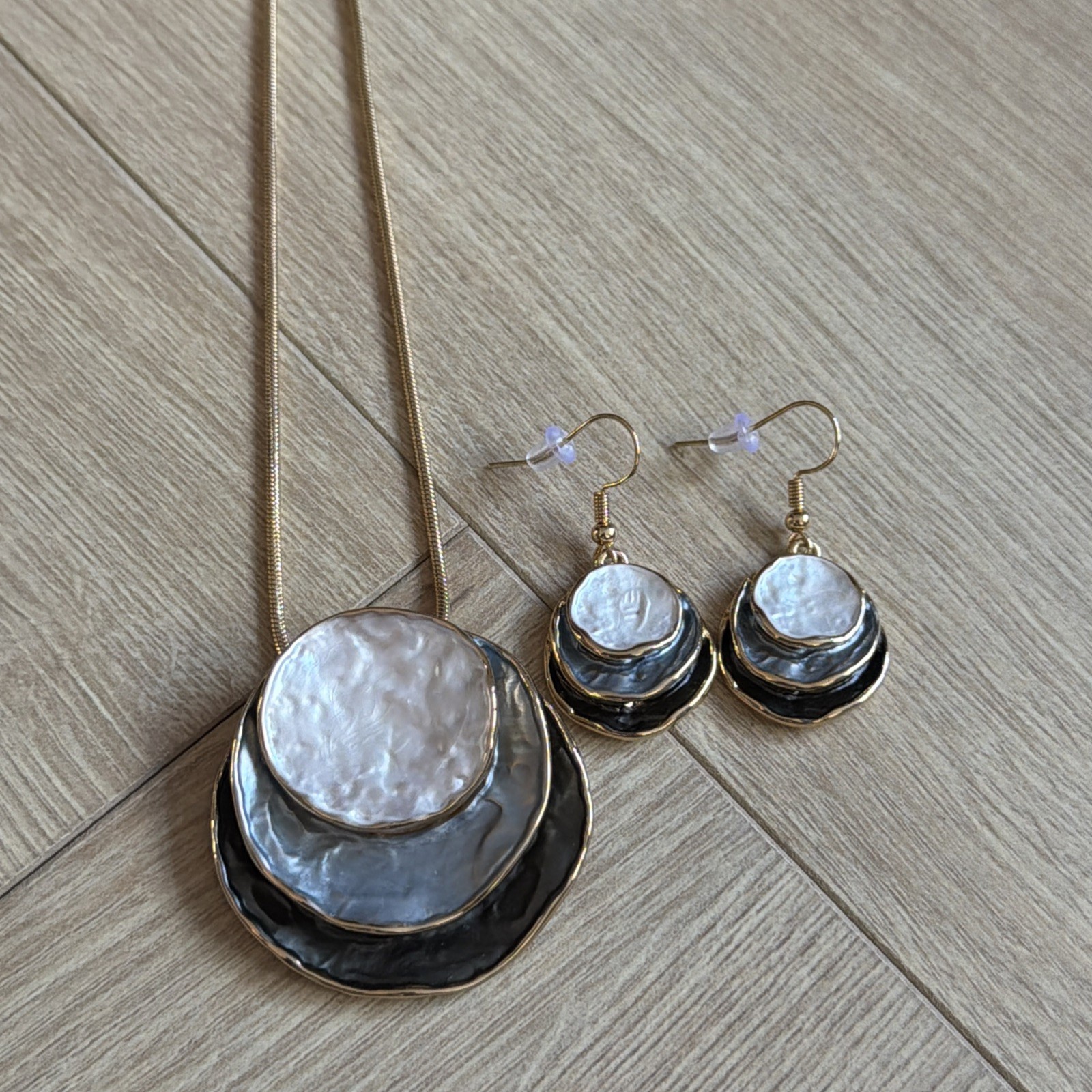 Charcoal grey  jewellery Set Earrings Necklace stunning boho bohemian occasion