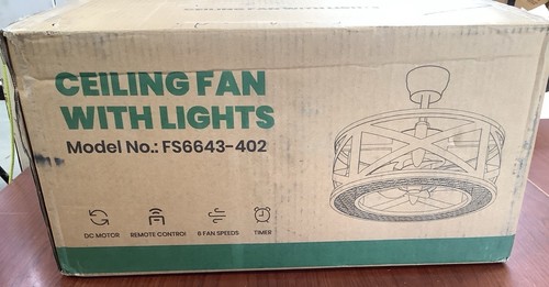 NEW ANTOINE 17” Indoor Black Farmhouse Caged Ceiling Fan W/Lights&Remote B61 - Picture 4 of 4