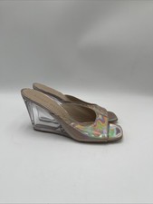 Stuart Weitzman Tia Women s Lucite Wedge Beig...
