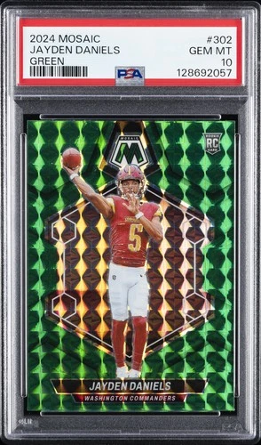 2024 PANINI MOSAIC GREEN #302 JAYDEN DANIELS PSA 10