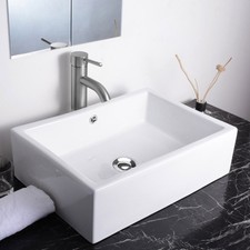Meuble-lavabo vasque céramique porcelaine porcelaine rectangle salle de bain 20" trop-plein